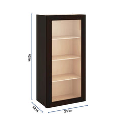 J&K Espresso K8 Wall Glass Cabinet - 21" W x 42" H (No Glass Insert)