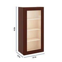 J&K Mahogany J5 Wall Glass Cabinet - 21" W x 42" H (No Glass Insert)