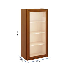 J&K Mocha Glazed K10 Wall Glass Cabinet - 21" W x 42" H (No Glass Insert)