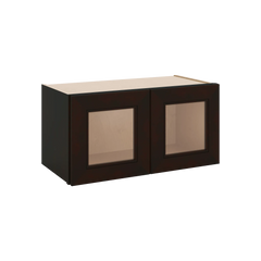 J&K Espresso K8 Wall Glass Cabinet - 24" W x 12" H (No Glass Insert)