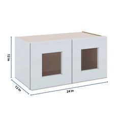 J&K White Shaker S8 Wall Glass Cabinet - 24" W x 12" H (No Glass Insert)