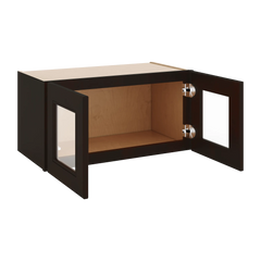 J&K Espresso K8 Wall Glass Cabinet - 24" W x 12" H (No Glass Insert)