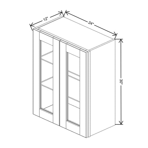 J&K Creme Glazed A7 Wall Glass Cabinet - 24" W x 30" H (No Glass Insert)