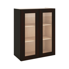 J&K Espresso K8 Wall Glass Cabinet - 24" W x 30" H (No Glass Insert)