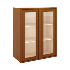 J&K Mocha Glazed K10 Wall Glass Cabinet - 24" W x 30" H (No Glass Insert)