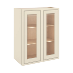 J&K Pearl Glazed H9 Wall Glass Cabinet - 24" W x 30" H (No Glass Insert)