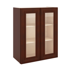 J&K Mahogany J5 Wall Glass Cabinet - 24" W x 30" H (No Glass Insert)