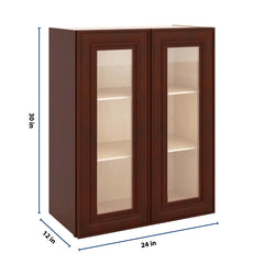 J&K Mahogany J5 Wall Glass Cabinet - 24" W x 30" H (No Glass Insert)