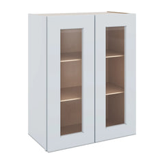 J&K White Shaker S8 Wall Glass Cabinet - 24" W x 30" H (No Glass Insert)