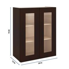 J&K Java Coffee S1 Wall Glass Cabinet - 24" W x 30" H (No Glass Insert)