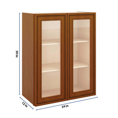 J&K Mocha Glazed K10 Wall Glass Cabinet - 24" W x 30" H (No Glass Insert)