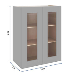 J&K Castle Grey S5 Wall Glass Cabinet - 24" W x 30" H (No Glass Insert)