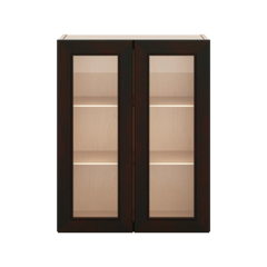 J&K Espresso K8 Wall Glass Cabinet - 24" W x 30" H (No Glass Insert)