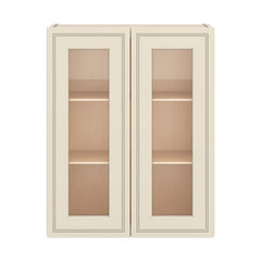 J&K Pearl Glazed H9 Wall Glass Cabinet - 24" W x 30" H (No Glass Insert)