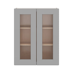 J&K Castle Grey S5 Wall Glass Cabinet - 24" W x 30" H (No Glass Insert)