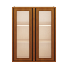 J&K Mocha Glazed K10 Wall Glass Cabinet - 24" W x 30" H (No Glass Insert)