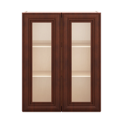 J&K Mahogany J5 Wall Glass Cabinet - 24" W x 30" H (No Glass Insert)