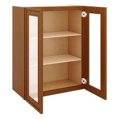 J&K Mocha Glazed K10 Wall Glass Cabinet - 24" W x 30" H (No Glass Insert)