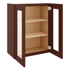 J&K Mahogany J5 Wall Glass Cabinet - 24" W x 30" H (No Glass Insert)