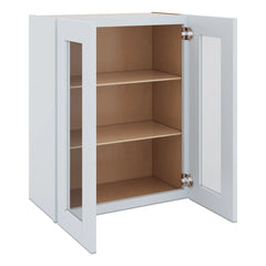 J&K White Shaker S8 Wall Glass Cabinet - 24" W x 30" H (No Glass Insert)