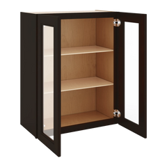J&K Espresso K8 Wall Glass Cabinet - 24" W x 30" H (No Glass Insert)