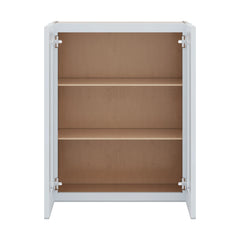 J&K White Shaker S8 Wall Glass Cabinet - 24" W x 30" H (No Glass Insert)