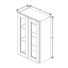 J&K Almond S2 Wall Glass Cabinet - 24" W x 36" H (No Glass Insert)