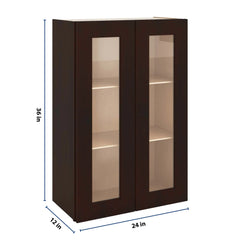J&K Java Coffee S1 Wall Glass Cabinet - 24" W x 36" H (No Glass Insert)