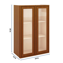 J&K Mocha Glazed K10 Wall Glass Cabinet - 24" W x 36" H (No Glass Insert)