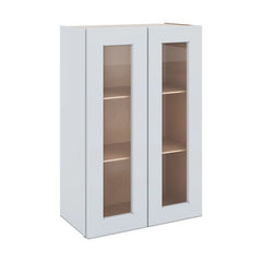 J&K White Shaker S8 Wall Glass Cabinet - 24" W x 36" H (No Glass Insert)
