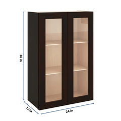 J&K Espresso K8 Wall Glass Cabinet - 24" W x 36" H (No Glass Insert)