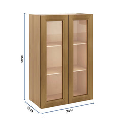 J&K Butterscotch B8 Wall Glass Cabinet - 24" W x 36" H (No Glass Insert)