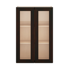 J&K Espresso K8 Wall Glass Cabinet - 24" W x 36" H (No Glass Insert)