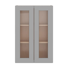 J&K Castle Grey S5 Wall Glass Cabinet - 24" W x 36" H (No Glass Insert)