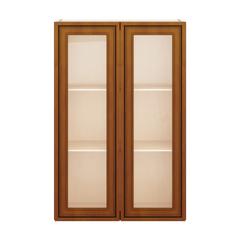 J&K Mocha Glazed K10 Wall Glass Cabinet - 24" W x 36" H (No Glass Insert)