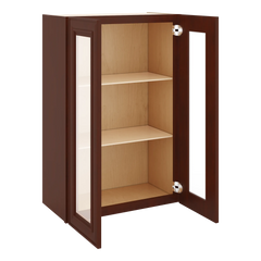 J&K Mahogany J5 Wall Glass Cabinet - 24" W x 36" H (No Glass Insert)