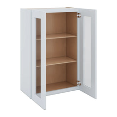 J&K White Shaker S8 Wall Glass Cabinet - 24" W x 36" H (No Glass Insert)