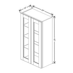 J&K Almond S2 Wall Glass Cabinet - 24" W x 42" H (No Glass Insert)
