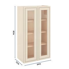 J&K Pearl Glazed H9 Wall Glass Cabinet - 24" W x 42" H (No Glass Insert)