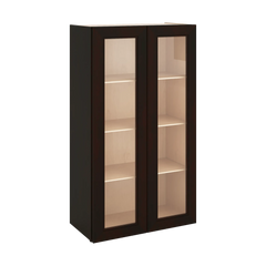 J&K Espresso K8 Wall Glass Cabinet - 24" W x 42" H (No Glass Insert)