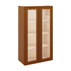 J&K Mocha Glazed K10 Wall Glass Cabinet - 24" W x 42" H (No Glass Insert)