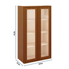J&K Mocha Glazed K10 Wall Glass Cabinet - 24" W x 42" H (No Glass Insert)