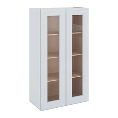 J&K White Shaker S8 Wall Glass Cabinet - 24" W x 42" H (No Glass Insert)