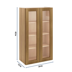J&K Butterscotch B8 Wall Glass Cabinet - 24" W x 42" H (No Glass Insert)