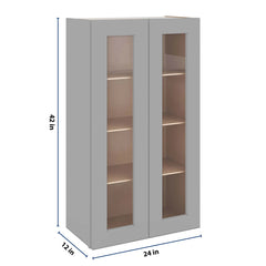 J&K Castle Grey S5 Wall Glass Cabinet - 24" W x 42" H (No Glass Insert)