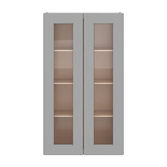 J&K Castle Grey S5 Wall Glass Cabinet - 24" W x 42" H (No Glass Insert)