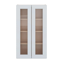 J&K White Shaker S8 Wall Glass Cabinet - 24" W x 42" H (No Glass Insert)