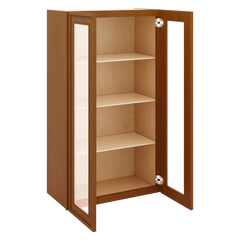 J&K Mocha Glazed K10 Wall Glass Cabinet - 24" W x 42" H (No Glass Insert)