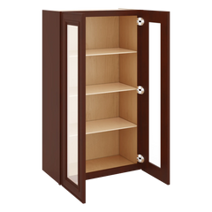 J&K Mahogany J5 Wall Glass Cabinet - 24" W x 42" H (No Glass Insert)