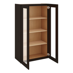 J&K Espresso K8 Wall Glass Cabinet - 24" W x 42" H (No Glass Insert)